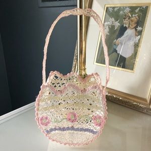 Very dainty crocheted basket. Vintage.